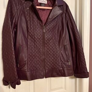Bradley Women's Quilted Leather Jacket in Deep Burgundy